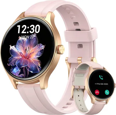 Produktbild von Smartwatch Damen Rund mit Telefonfunktion 110+ Sportmodi &3ATM, Fitness Tracker AMOLED Display,