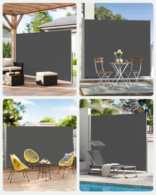 Immagine prodotto di SONGMICS Tenda laterale, schermo per la privacy, 160 x 300 cm, estensibile, tenda, in poliestere 220 g/m², opaca, tenda laterale a rullo, per balcone, terrazza, giardino, antracite GSA160TG