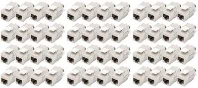 Produktbild von Digitus CAT 6A Keystone Modul, geschirmt, werkzeugfreier Montageanschluss - 48 Stk., Flach, Silber, RJ-45, LSA, Buchse, 10GBase-T