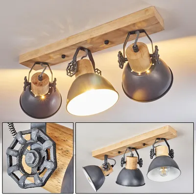 Produktbild von Cotes »Cotes« Deckenlampe aus Metall/Holz in Grau/Weiß/Braun