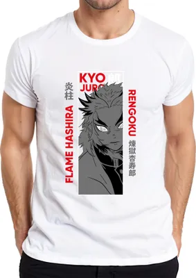 Produktbild von Kyojuro Rengoku Flame Hashira Kimetsu no Yaiba Anime Geschenk Herren T-Shirt, Weiß, L