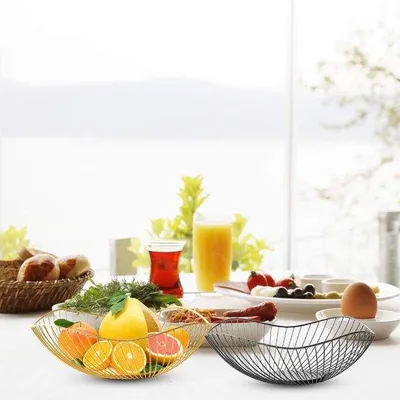 Obrázok produktu pre Famanu – Elegantné úložné koše na ovocie a zeleninu – Otvorený drôtený dizajn – Veľká kapacita – Biela farba