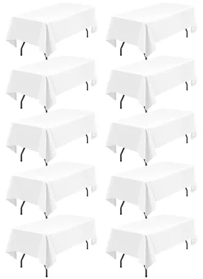 Imagen del producto de Manteles de poliéster blancos, 10 unidades, 153 x 260 cm, lavables, para eventos