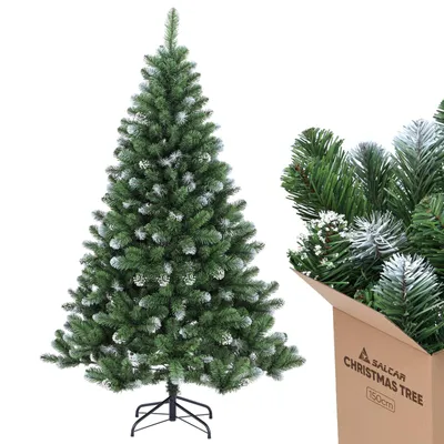 Produktbild von Salcar Künstlicher Weihnachtsbaum 180 cm mit Schnee Effekt Astspitzen und Metallständer, Künstlich Tannenbaum für Weihnachten