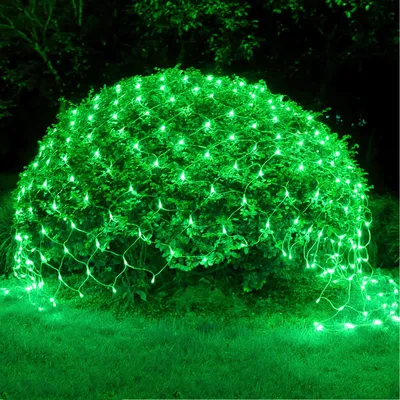 Imagen del producto de Red de luces LED 200 luces, para uso interior y exterior, cortina de luces, decoración navideña, 8 modos, guirnalda de luces para arbustos, jardín, balcón, iluminación navideña, color verde