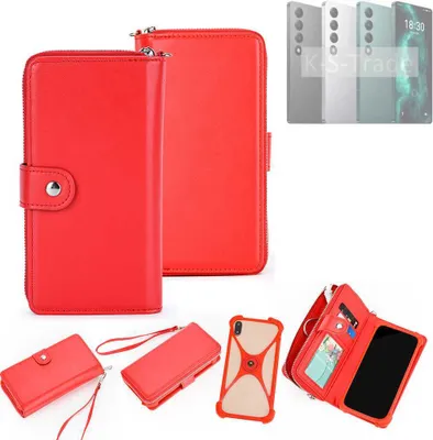 Produktbild von K-S-Trade 2in1 Schutzhülle Portemonnee Handyhülle mit Bumper kompatibel mit Meizu 20 Infinity Hülle Case Etui Geldbörse Smartphone rot (1x)