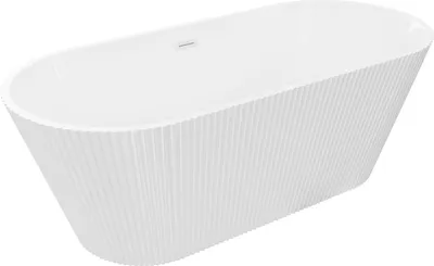 Image de Mexen Yara baignoire autoportante rainurée 170 x 75 cm, blanche, trop-plein blanc - 52861707500-20