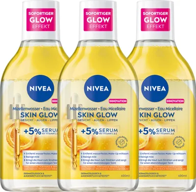 Produktbild von NIVEA Mizellenwasser Skin Glow Make-Up Entferner Serum-infused reinigend 3x400ml