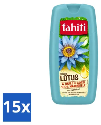 Obrázok produktu pre 15 kusov gélu na sprchovanie Tahiti s vôňou lotosu a kokosového oleja, hydratačný, 250 ml - výhodný balík