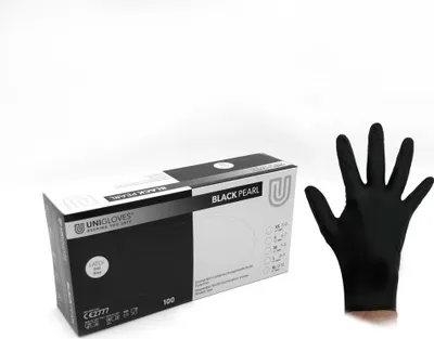 Produktbild von Unigloves BLACK PEARL Nitrilhandschuhe 7-8 Medium 10x100 Stück/Karton