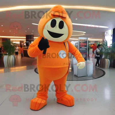 Produktbild von Orange REDBROKOLY Eiscreme Maskottchen kostümfigur bekleidet mit Overall und Aktentaschen