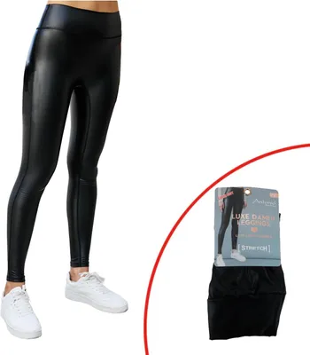 schwarze Kunstleder-Leggings