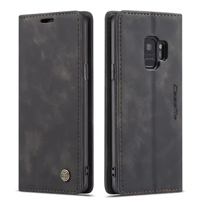 Produktbild von Galaxy S9 Hülle, Retro Kunstledertasche, Kartenfächer, Standfunktion Schutzhülle für Samsung Galaxy S9 Schwarz