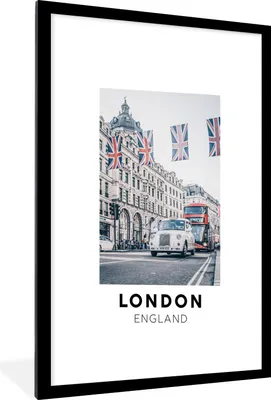 Produktbild von MuchoWow® Gerahmtes Poster England - London - Flagge 60x90 cm - Poster mit Schwarzem Bilderrahmen Wandposter Rahmen Foto Bilder - Dekoration - Wandposter Wohnzimmer - Hochwertig