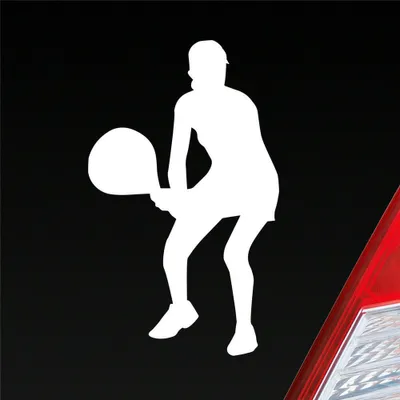 Produktbild von Auto Aufkleber Tennis Tennisspieler Sport Squash 10x6 cm Weiss Glanz Sticker Heckscheibenaufkleber