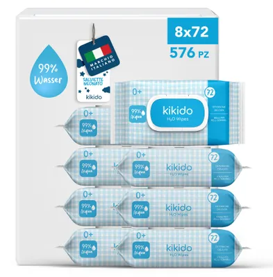 Produktbild von Kikido Baby-Feuchttücher ohne Duftstoffe - Babytücher mit 99 % Wasser- 576 pz