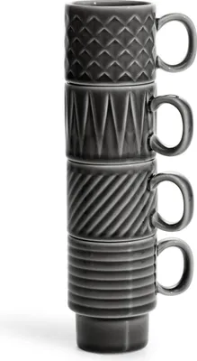 Produktbild von Sagaform Coffe Espressotassen, 4-tlg., grau, Keramik, 0,1 l