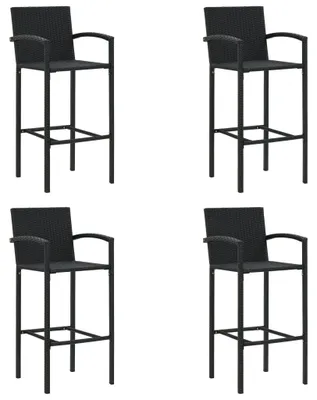 Produktbild von vidaXL Barhocker 4 Stk. Schwarz Poly Rattan