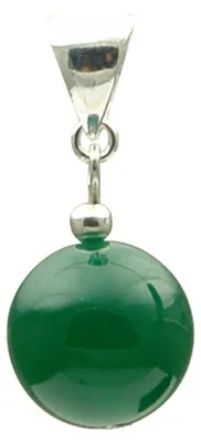 Produktbild von Anhänger aus grünem Achat Kugel 14mm glatt & 925 Silber Edelstein Halsschmuck