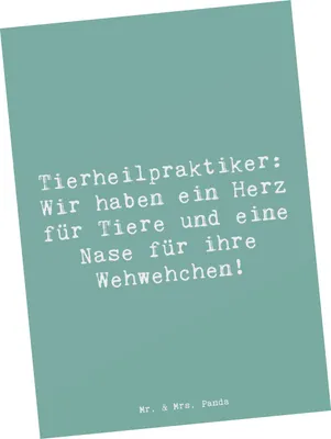 Produktbild von Mr. & Mrs. Panda Postkarte Spruch Tierheilpraktiker Herz - Meeresbrise - Geschenk, Grußkarte, Beruf, Fotokarte, Postkarten, kreative Geschenke, für Tiere, Tiergesundheit