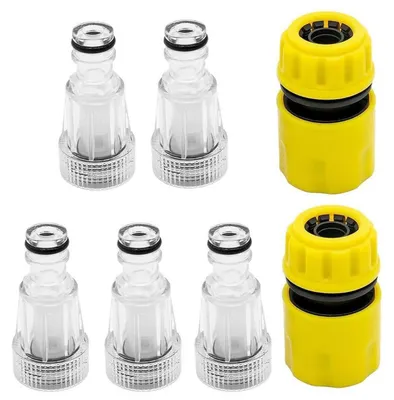 Immagine prodotto di Filtri per acqua, confezione da 5 pezzi, attacco da 3/4 di pollice, con 2 adattatori rapidi per idropulitrici e tubi da giardino