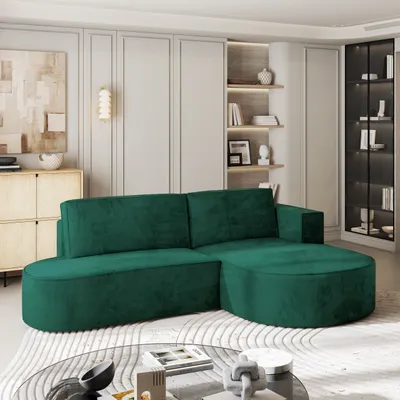 Produktbild von Masseno Ecksofa CORTIO M R-S mit Schlaffunktion L-Form, Sofa mit Bettkasten, Wohnzimmersofa, Couch, Soffa, Bettsofa, Couchgarnitur- Grün, MONOLITH 37
