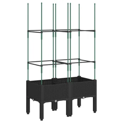 Produktbild von vidaXL Pflanzkübel mit Rankgitter Schwarz 80x40x142,5 cm PP