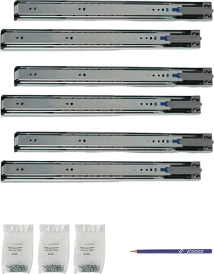 Produktbild von Schubladenschienen 400mm softclose Kugelführung - Vollauszug mit integrierter Dämpfung, 32-Systemlochung - 3 Paar