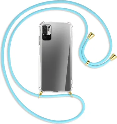 Produktbild von Handykette Backcover-Schutzhülle mit Band (Metall goldfarben) für Xiaomi Redmi Note 10 5G - himmelblau