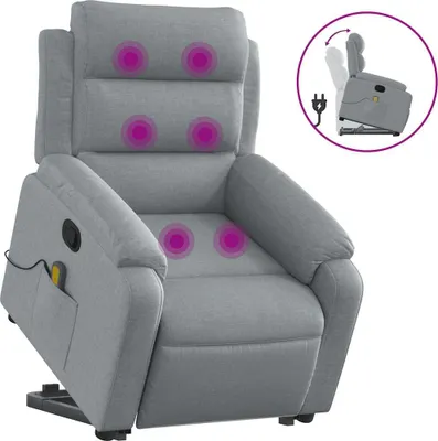 Produktbild von vidaXL Massagesessel mit Aufstehhilfe Hellgrau Stoff