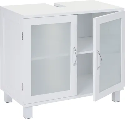 Produktbild von Waschbeckenunterschrank HWC-B42, Badschrank mit Staufach, 60x65x33cm weiß