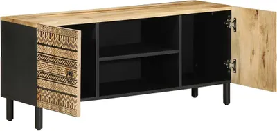 Zdjęcie produktu dla vidaXL Szafka pod TV czarna 105x33,5x46 cm Surowe drewno mango