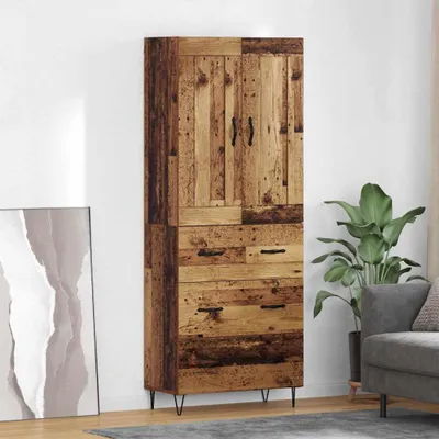 Image de vidaXL Highboard vieux bois 69,5 x 34 x 180 cm Bois composite