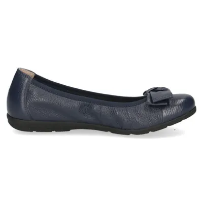 Produktbild von Caprice Damen Ballerina Leder Used Look Schleife rutschfeste Sohle 9-22153-42, Größe:38 EU, Farbe:Blau