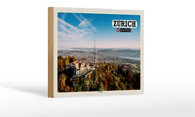 Produktbild von Holzschild Reise Zürich Schweiz Uetliberg Stadt 18x12 cm Dekoration