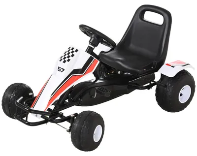 Produktbild von HOMCOM Go Kart Kinderfahrzeug Tretauto mit Pedal für 3-6 Jahre Stahl Weiß