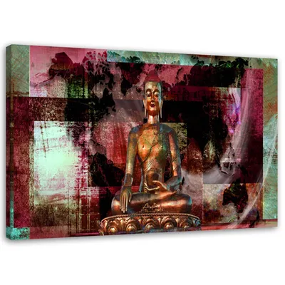 Produktbild von Leinwandbild abstrakter buddha zen spa 100x70 cm Feeby rosa wandbild bereit zum aufhängen