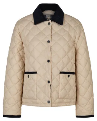 Produktbild von Rabe Damen Jacke Beige Größe 36 mit Rautensteppung, Druckknopfleiste und überschnittener Schulter