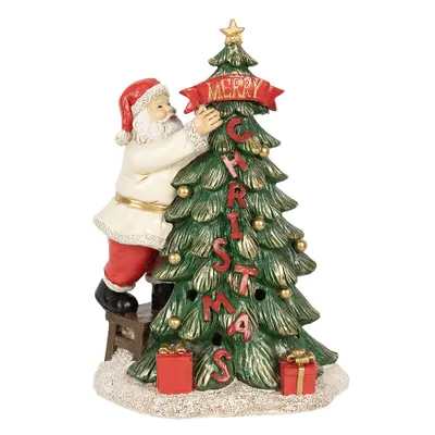 Immagine prodotto di Clayre & Eef Decorazione natalizia con illuminazione a LED Babbo Natale 15x10x22 cm Poliresina verde