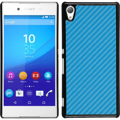Produktbild von PhoneNatic Case kompatibel mit Sony Xperia Z3+ / Plus - Hülle blau Carbonoptik Hard-case + 2 Schutzfolien