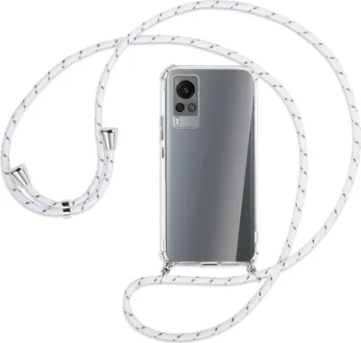 Produktbild von Handykette Backcover-Schutzhülle mit Band (Metall silberfarben) für vivo X60 - weiß/grau