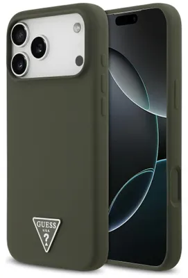 Zdjęcie produktu dla Etui Guess Silicone Triangle Logo MagSafe do iPhone 17 Pro Max khaki
