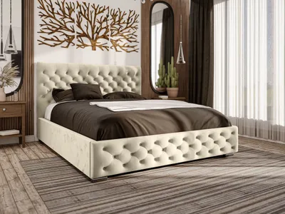 Obrázok produktu pre Manželská posteľ so zásuvkou 140x200 cm Monaco - zamatová posteľ, spálňová posteľ, posteľ Glamour - čalúnená posteľ Chesterfield - (béžová - Monolit 02)