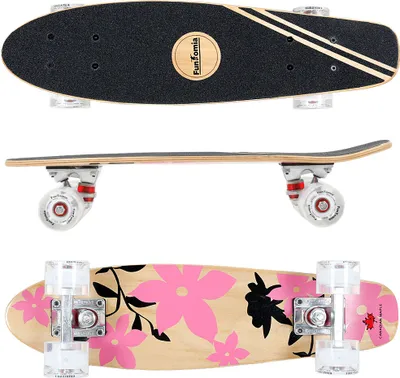 Produktbild von Mini-Board Kinder Skateboard 57cm FunTomia® aus kanadischem Ahornholz mit LED Rollen - 2064