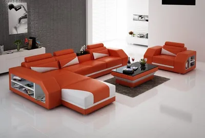 Image de Salon Canapé D'Angle En L Avec Ensemble De Fauteuils Moderne