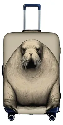 Produktbild von Walrus03 Gepäckhülle, elastisch, waschbar, Koffersicherung, kratzfest, Reisehülle, Weiß/Gartenmotiv, Groß