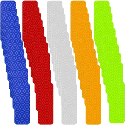 Produktbild von 50 reflektierende Aufkleber, selbstklebende reflektierende Streifen (3 x 8 cm), Sicherheitswarnstreifen, reflektierende Aufkleber für Fahrräder