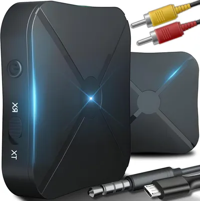 Image de Adaptateur Bluetooth audio - Émetteur-récepteur - Écoute de musique sans fil - Fonctionnalité 2-en-1 - Jusqu'à 6 heures d'autonomie - Noir