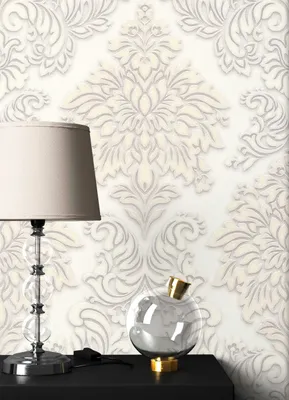 Produktbild von NEWROOM Tapete Beige  Ornament - Barocktapete Barock Metallic Weiß   Wohnzimmer Glamour