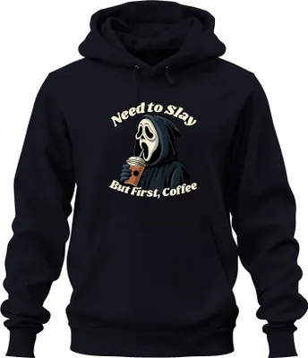 Immagine prodotto di Ma prima Caffè Sensenmann Halloween Kaffee Gothic Lustig Grusel Unisex Felpa con cappuccio Kapuzenpullover, Navy, XXL